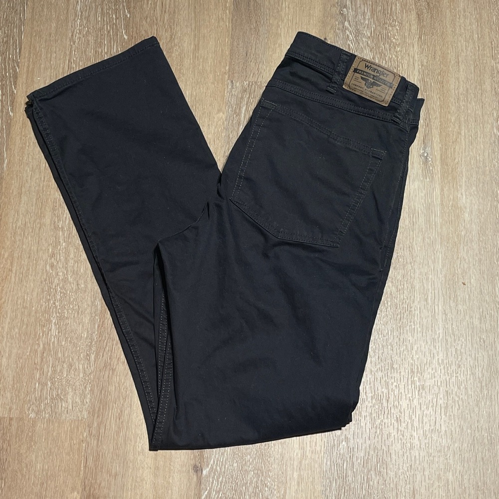 Wrangler Straight Fit Black‎ Pants Mens 34x32 Cotton Blend Casual EUC